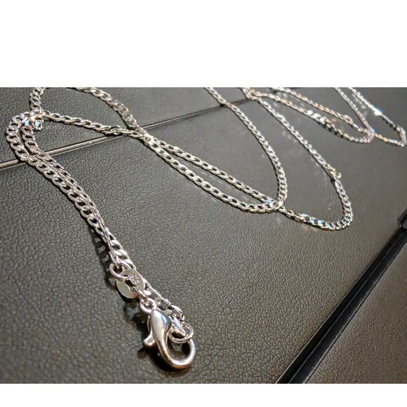 Sterling Silver 925 Plated 30 Inch Curb Chain Necklace New 1/16th" Wide Lobster - Picture 3 of 3